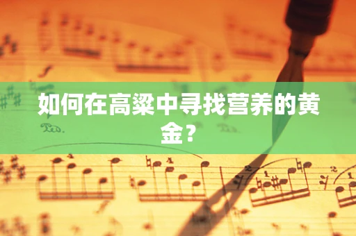 如何在高粱中寻找营养的黄金？