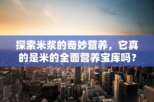 探索米浆的奇妙营养，它真的是米的全面营养宝库吗？