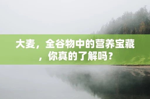 大麦，全谷物中的营养宝藏，你真的了解吗？